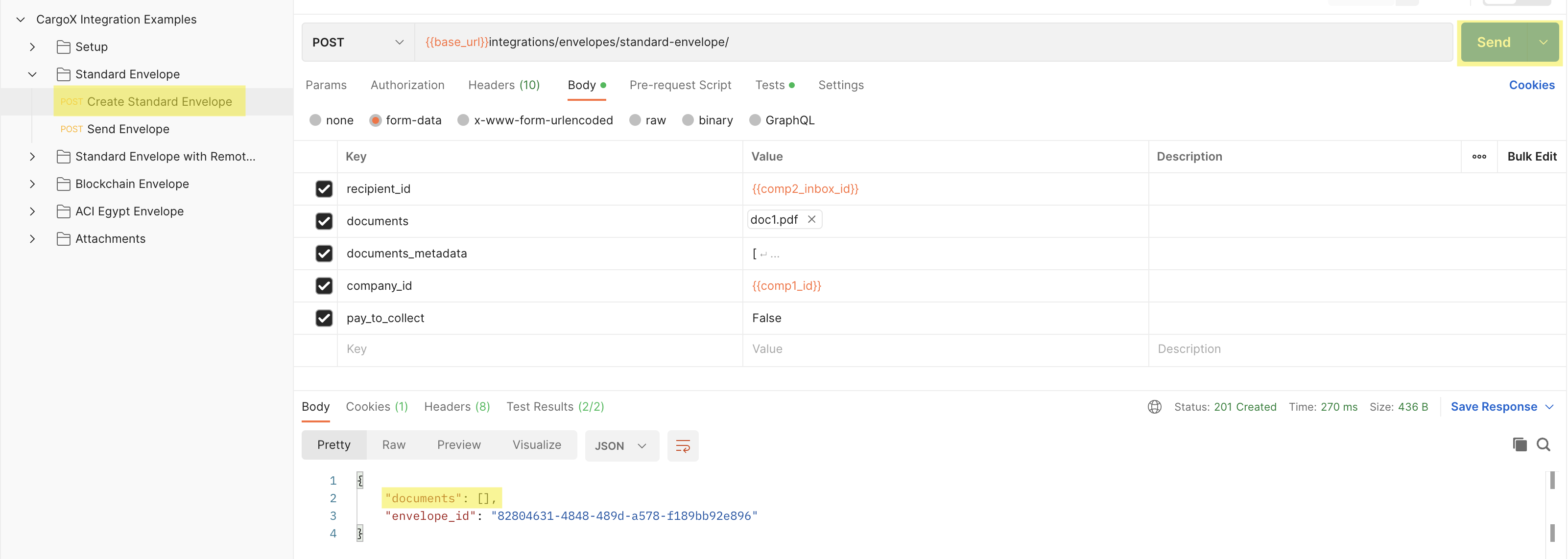 Create standard envelope
