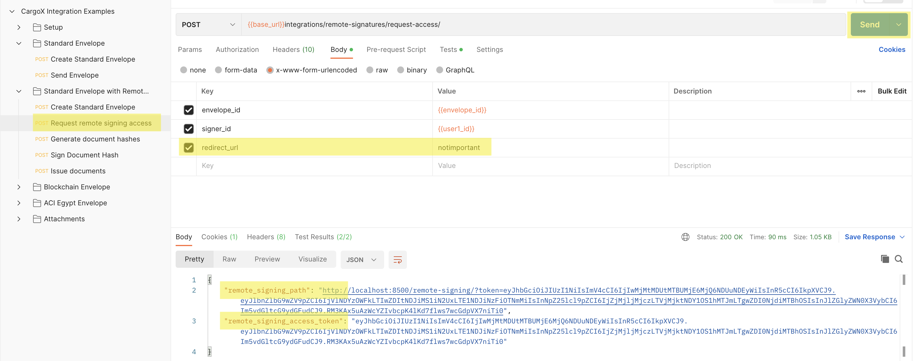 Request remote signing access