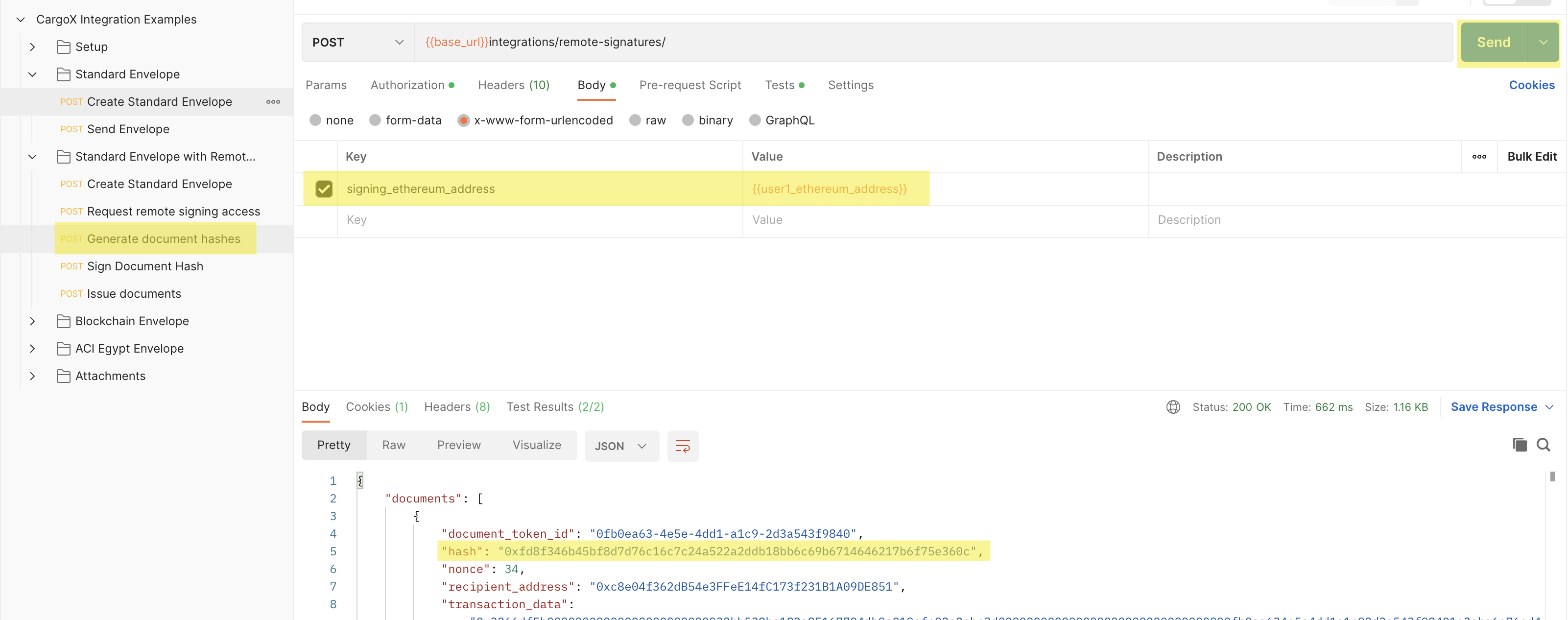 Generate document hashes